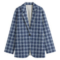 Denim Tattersall Pattern Print Women's Cotton Blazer