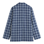 Denim Tattersall Pattern Print Women's Cotton Blazer