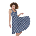 Denim Tattersall Pattern Print Sleeveless Knee Length Dress