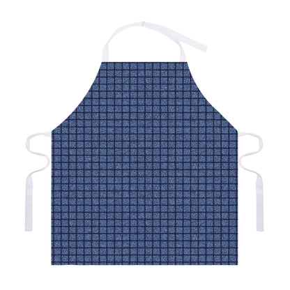 Denim Windowpane Pattern Print Adjustable Apron