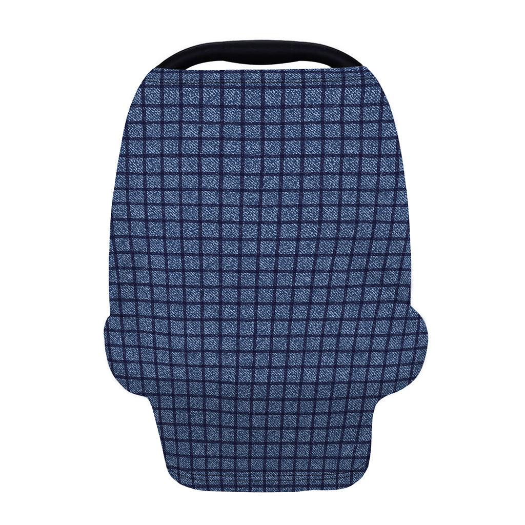 Denim Windowpane Pattern Print Baby Seat Cover