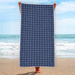 Denim Windowpane Pattern Print Beach Towel