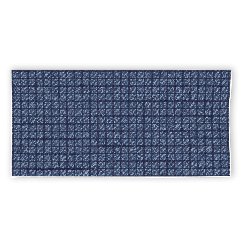 Denim Windowpane Pattern Print Beach Towel