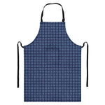Denim Windowpane Pattern Print Bib Apron With Pocket