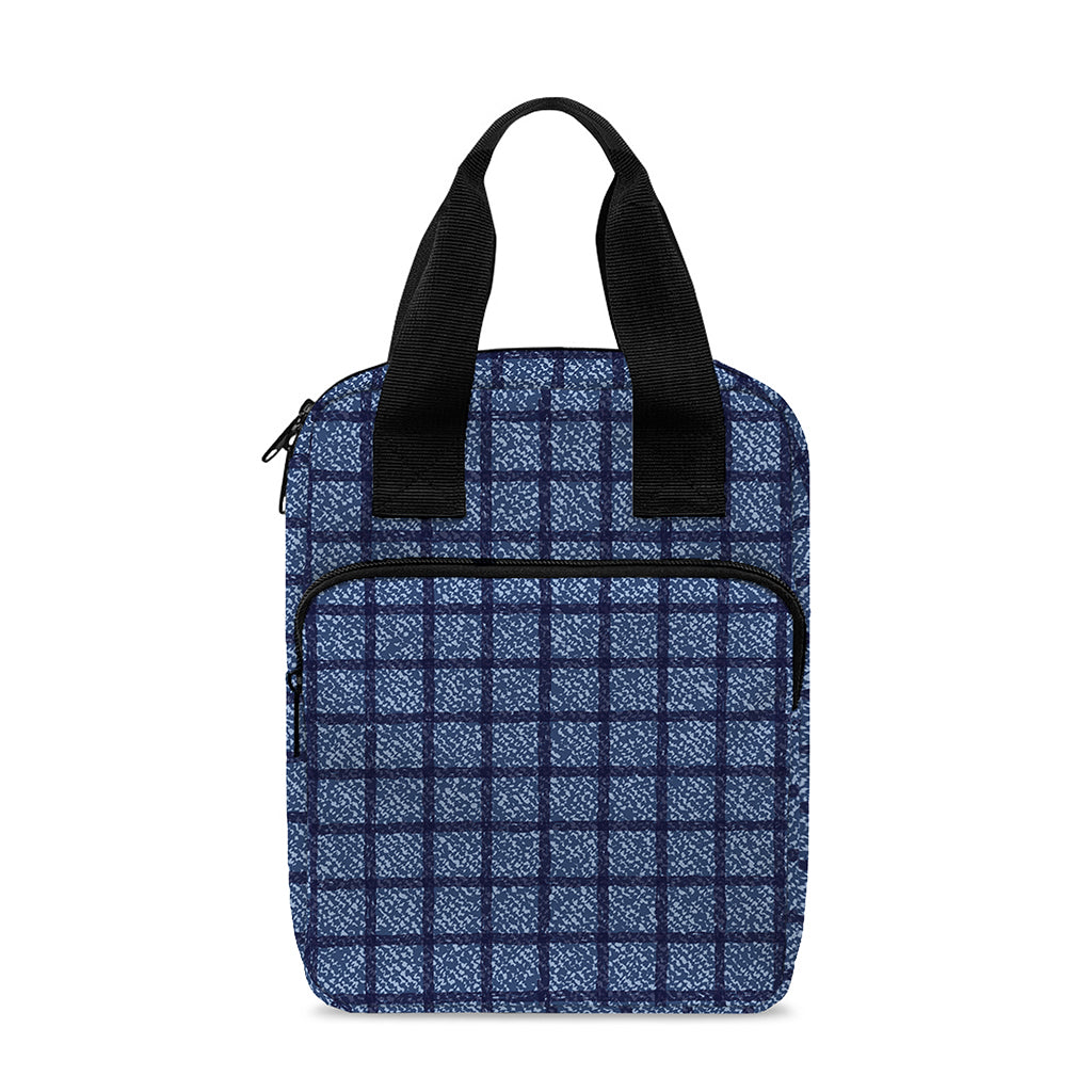 Denim Windowpane Pattern Print Bible Tote Bag