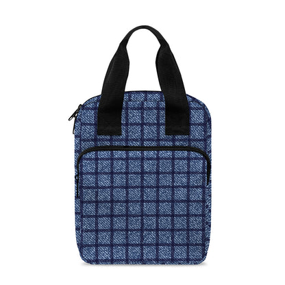 Denim Windowpane Pattern Print Bible Tote Bag