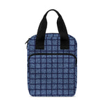Denim Windowpane Pattern Print Bible Tote Bag