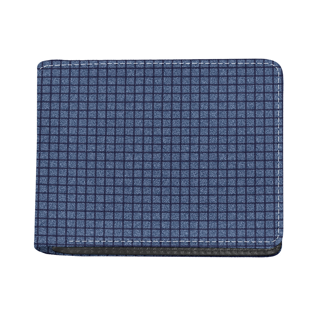 Denim Windowpane Pattern Print Bifold Wallet