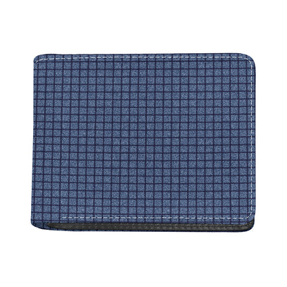 Denim Windowpane Pattern Print Bifold Wallet