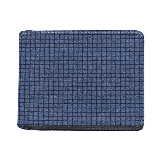 Denim Windowpane Pattern Print Bifold Wallet