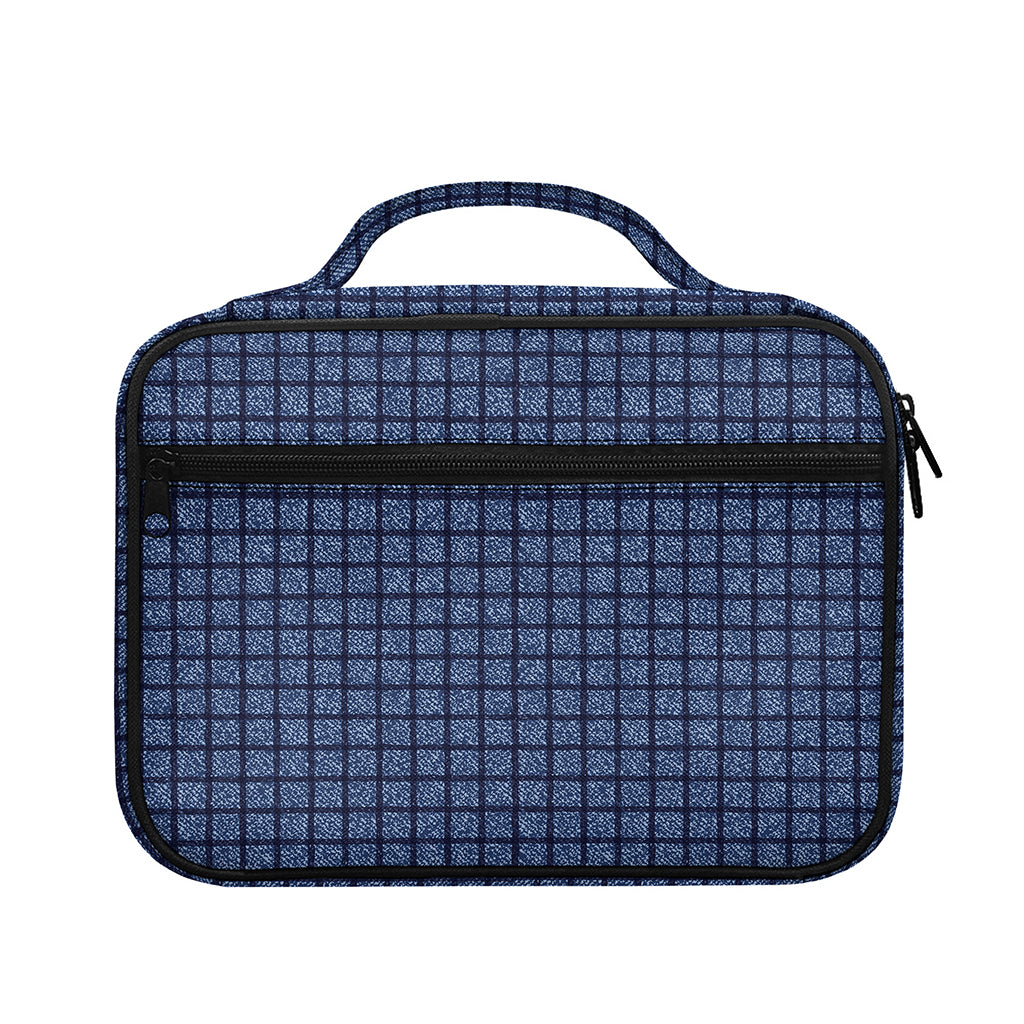 Denim Windowpane Pattern Print Briefcase Bible Bag