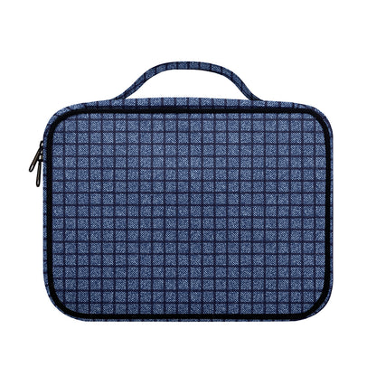 Denim Windowpane Pattern Print Briefcase Bible Bag
