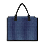 Denim Windowpane Pattern Print Canvas Tote Bag
