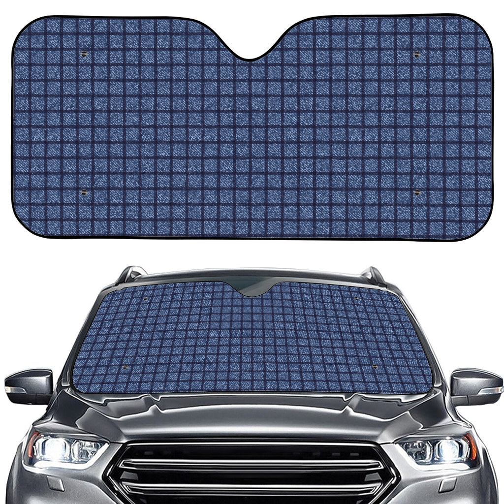 Denim Windowpane Pattern Print Car Windshield Sun Shade