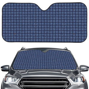 Denim Windowpane Pattern Print Car Windshield Sun Shade