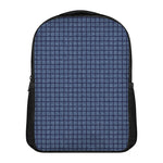 Denim Windowpane Pattern Print Casual Backpack