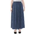 Denim Windowpane Pattern Print Chiffon Maxi Skirt