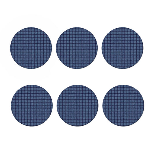 Denim Windowpane Pattern Print Coaster Set