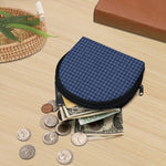 Denim Windowpane Pattern Print Coin Purse