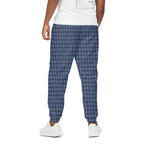Denim Windowpane Pattern Print Cotton Pants
