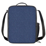 Denim Windowpane Pattern Print Crossbody Lunch Bag