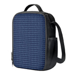 Denim Windowpane Pattern Print Crossbody Lunch Bag