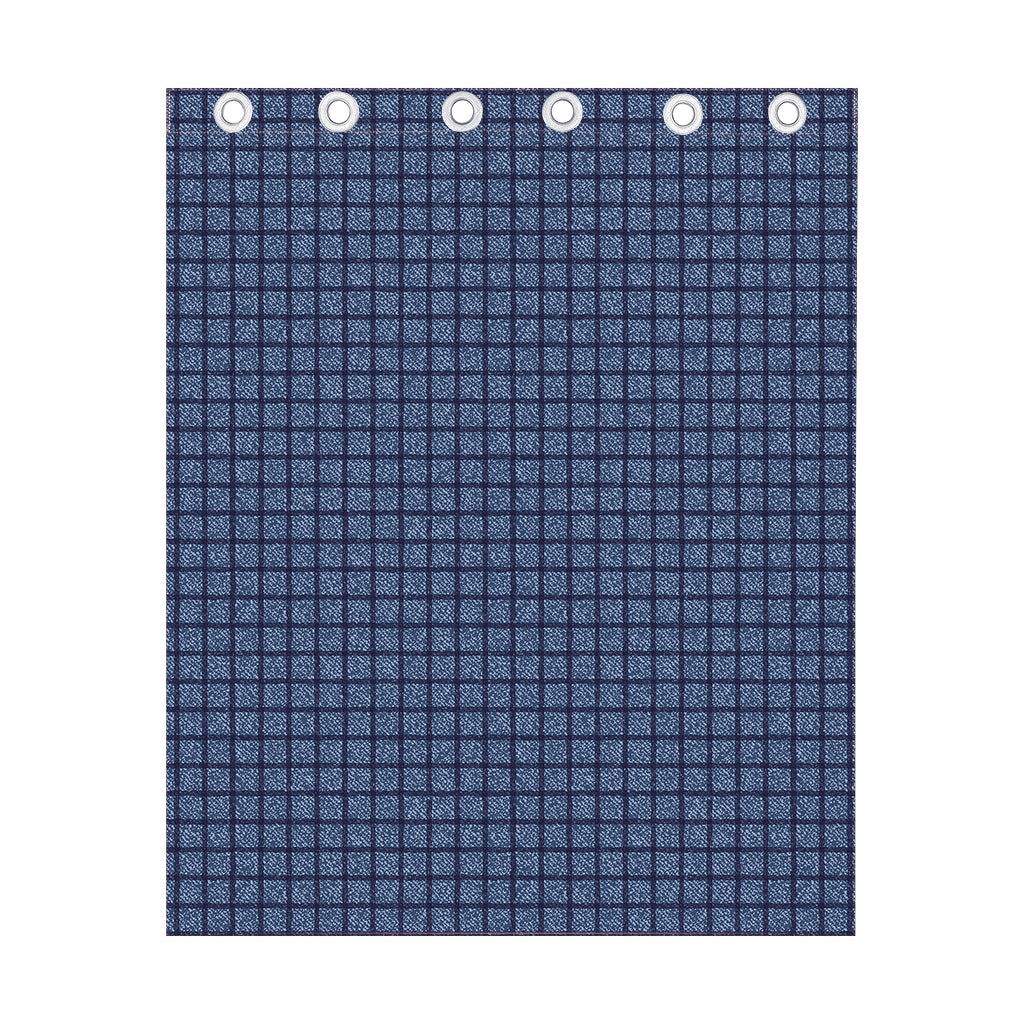 Denim Windowpane Pattern Print Curtain