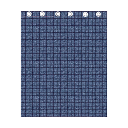 Denim Windowpane Pattern Print Curtain