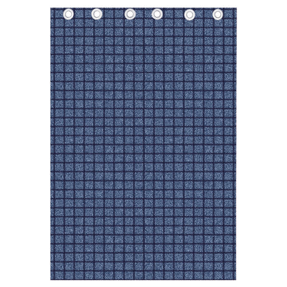 Denim Windowpane Pattern Print Curtain