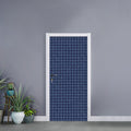 Denim Windowpane Pattern Print Door Sticker