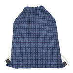 Denim Windowpane Pattern Print Drawstring Bag