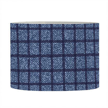 Denim Windowpane Pattern Print Drum Lamp Shade