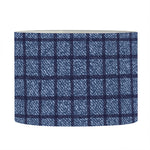Denim Windowpane Pattern Print Drum Lamp Shade