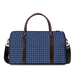 Denim Windowpane Pattern Print Duffle Bag