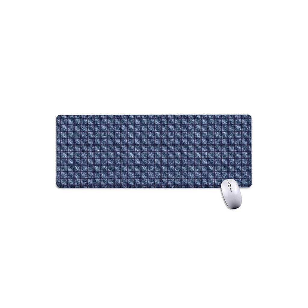 Denim Windowpane Pattern Print Extended Mouse Pad