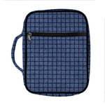 Denim Windowpane Pattern Print Front Pocket Bible Bag