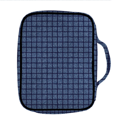 Denim Windowpane Pattern Print Front Pocket Bible Bag