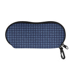 Denim Windowpane Pattern Print Glasses Case