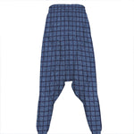 Denim Windowpane Pattern Print Hammer Pants