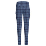 Denim Windowpane Pattern Print High-Waisted Pocket Leggings