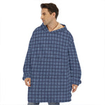 Denim Windowpane Pattern Print Hoodie Blanket