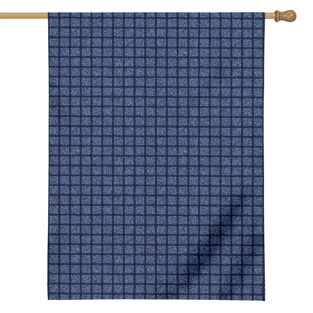 Denim Windowpane Pattern Print House Flag