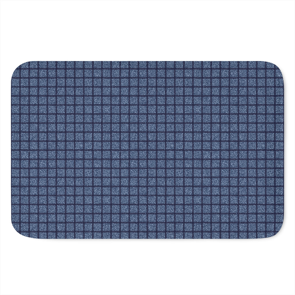 Denim Windowpane Pattern Print Indoor Door Mat