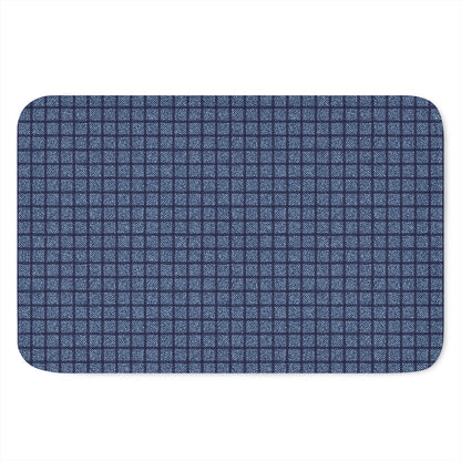 Denim Windowpane Pattern Print Indoor Door Mat