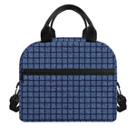 Denim Windowpane Pattern Print Insulated Lunch Bag