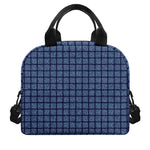 Denim Windowpane Pattern Print Insulated Lunch Bag