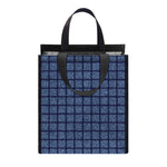 Denim Windowpane Pattern Print Insulated Lunch Tote