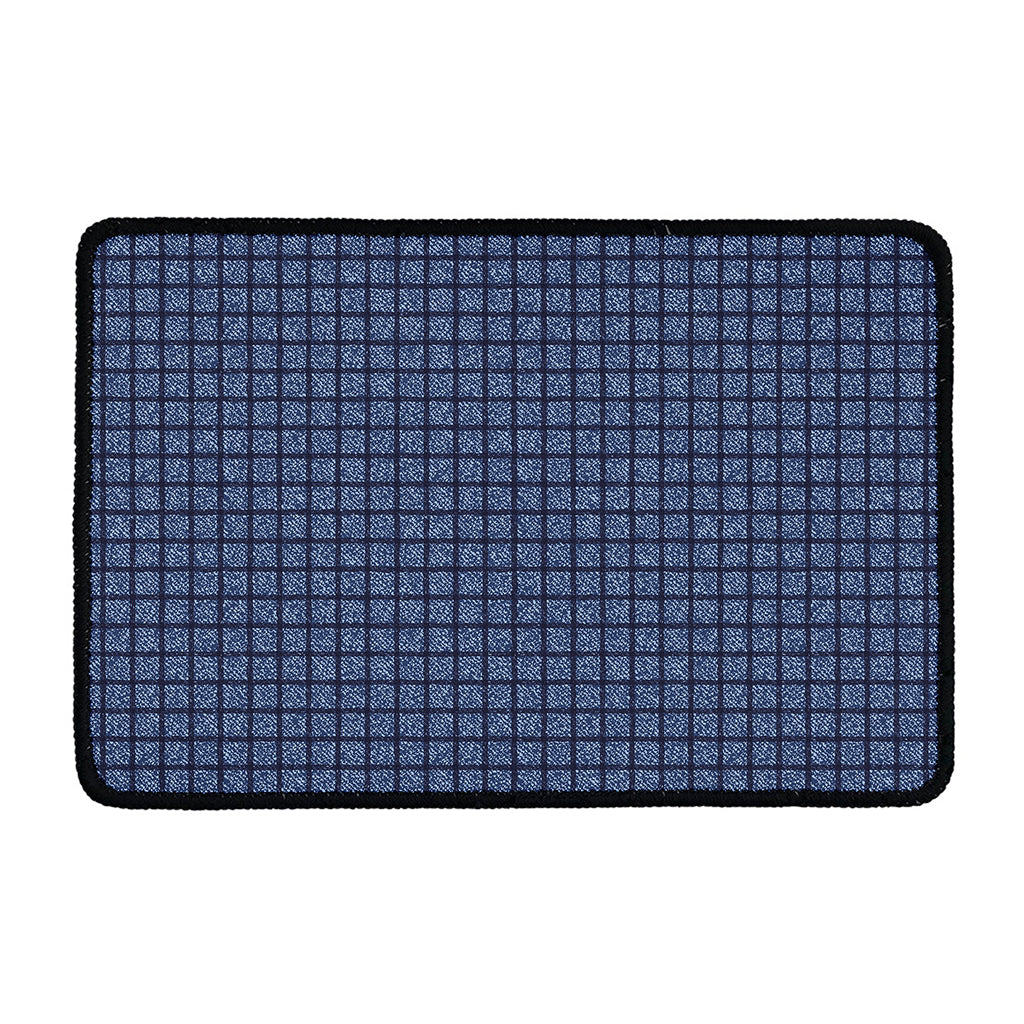 Denim Windowpane Pattern Print Kitchen Mat