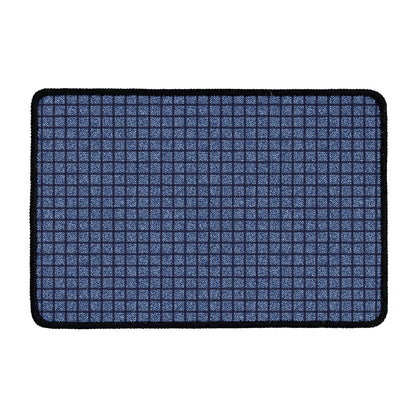 Denim Windowpane Pattern Print Kitchen Mat
