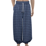 Denim Windowpane Pattern Print Lantern Pants